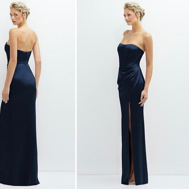 After Six Strapless Topstitched Corset Satin Maxi Dress Size 12