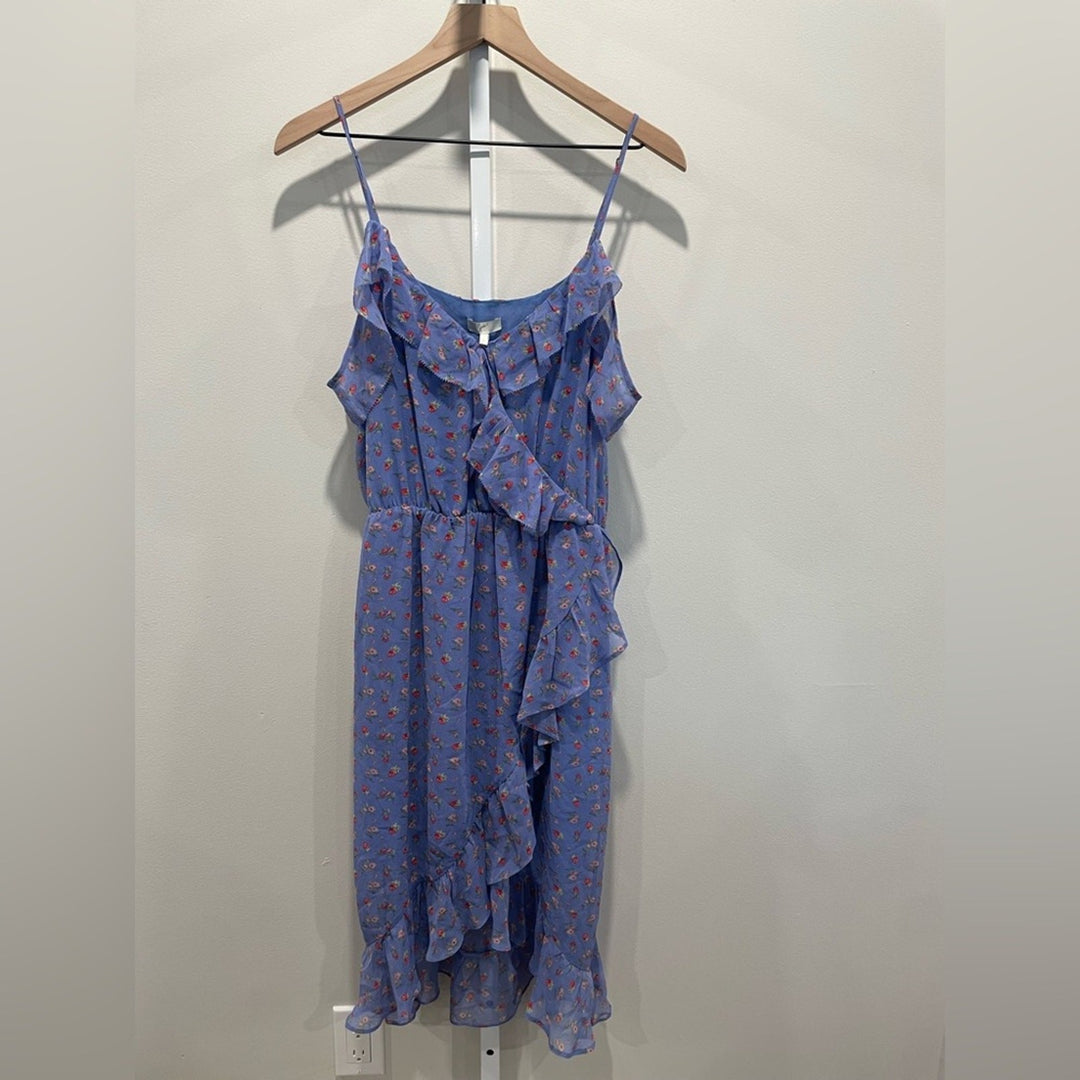 Joie Cold-Shoulder Denisha Ruffled Silk Dress Size L