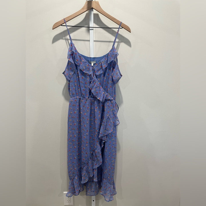 Joie Cold-Shoulder Denisha Ruffled Silk Dress Size L