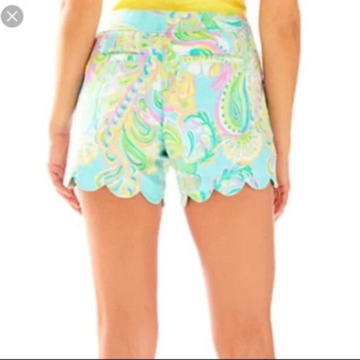 Lilly Pulitzer Buttercup Double Trouble Paisley Print Scalloped Hem Shorts