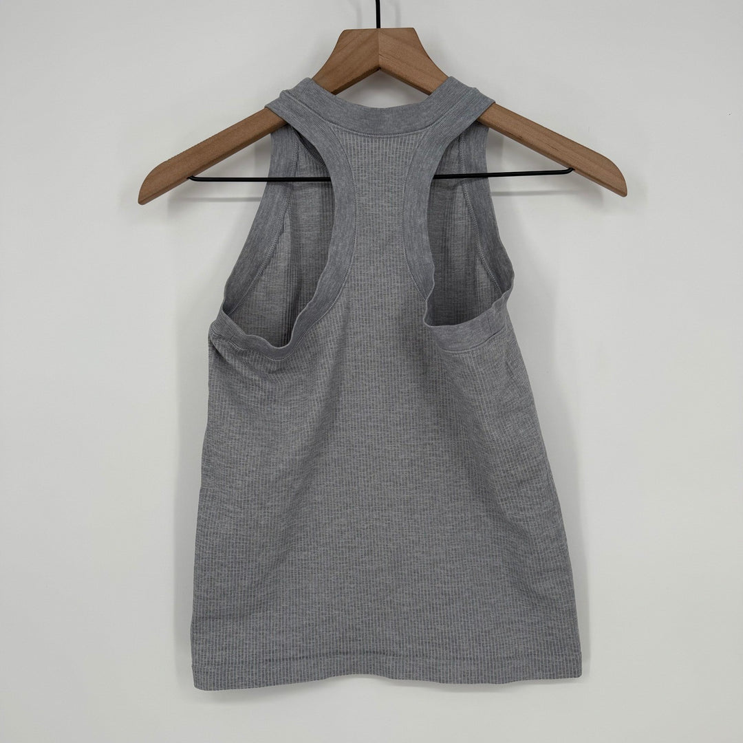 Lululemon Grey Ribbed Racerback Tank Top Sleeveless Mock Neck Athleisure Size 4