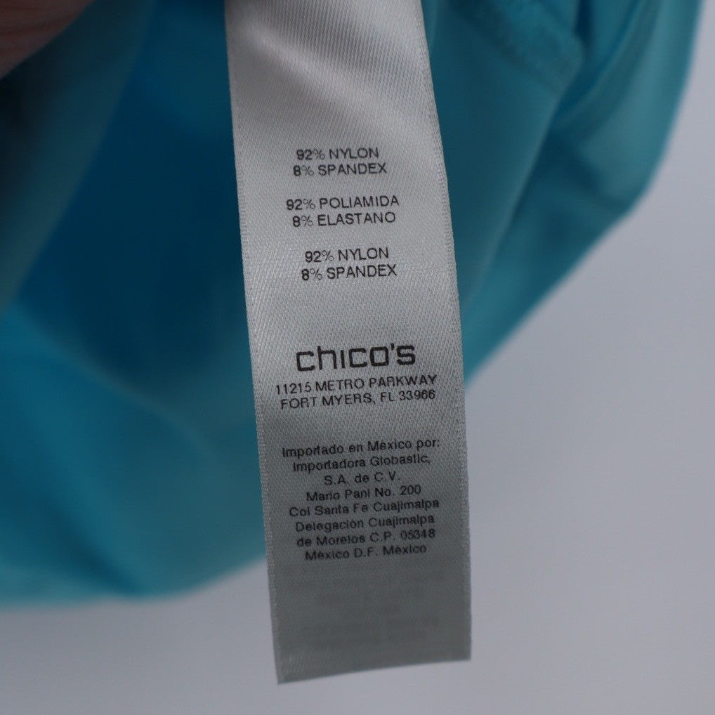 Chicos Turquoise Tank Top Sleeveless Scoop Neck Knit Size 1/M