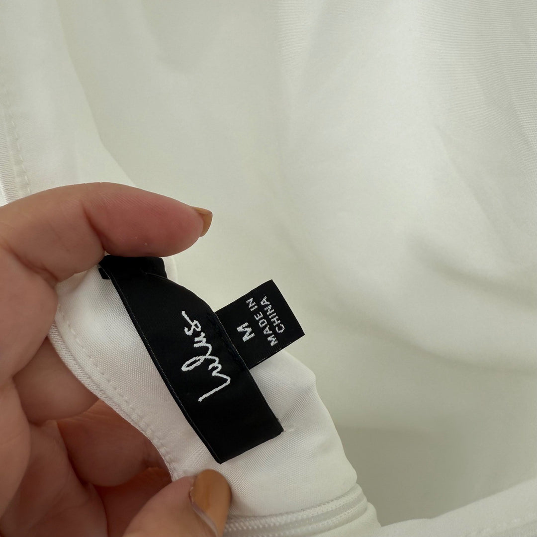 Lulus Beyond Classy White Satin Halter Midi Dress Size M