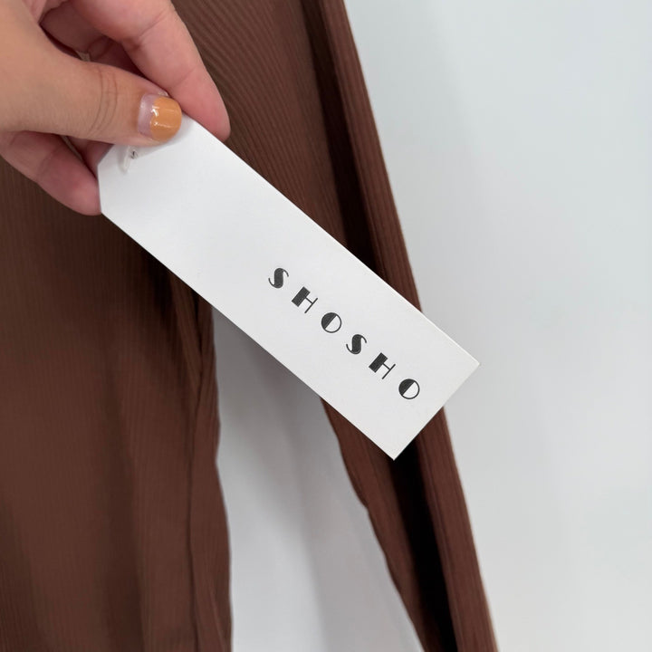 Shosho Brown Ribbed Zip Up Mock Neck Long Sleeve Crop Top Size S