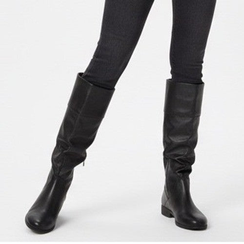 Style Co Kelimae Black Faux Leather Slouch Knee High Boots Womens Size 7M