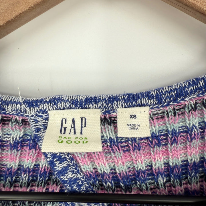 GAP Striped Ribbed Knit Sleeveless Midi Dress Keyhole Back XS