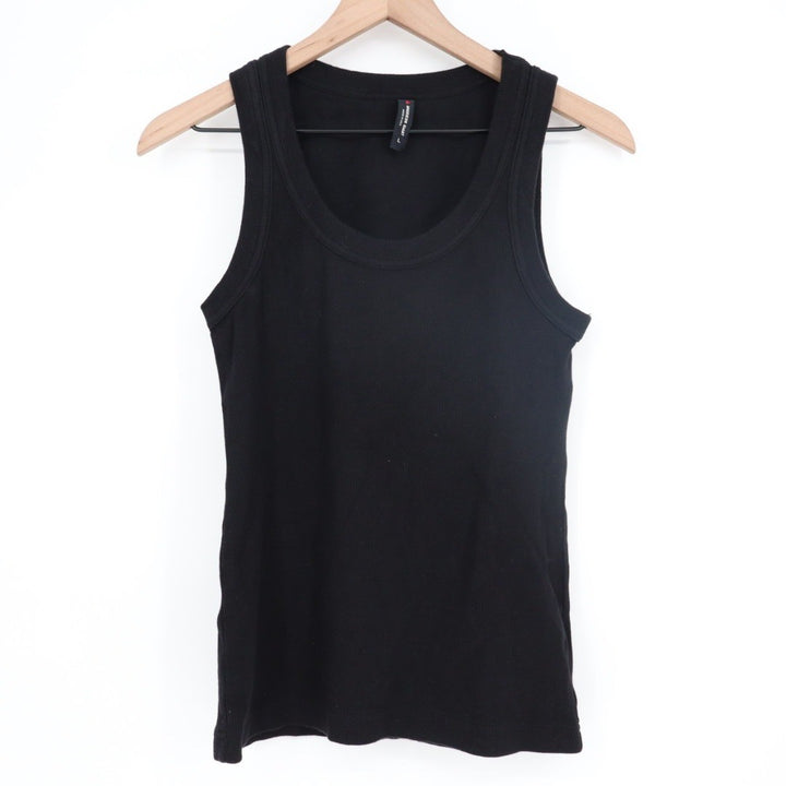 American Giant Black Ribbed Tank Top Women's Size L Made in USA Cotton Blend