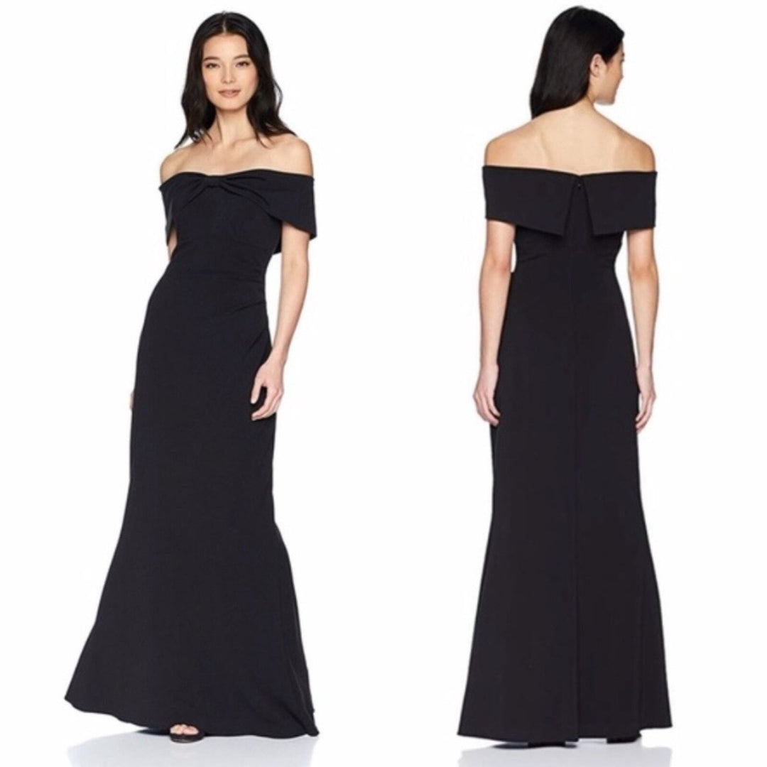 ELIZA J KNOT FRONT OFF THE SHOULDER MAXI DRESS
