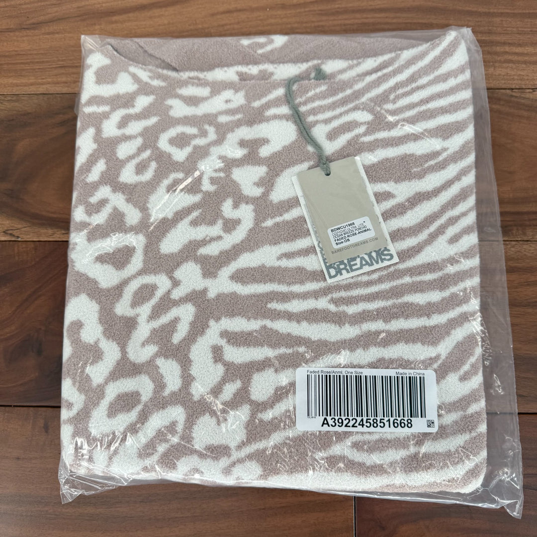 Barefoot Dreams CozyChic Ultra Lite Ocean Breeze Poncho Womens Rose Animal