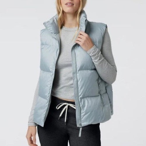 Vuori Women's Hillside Down Vest Puffer Gray Size L Full Zip Insulated