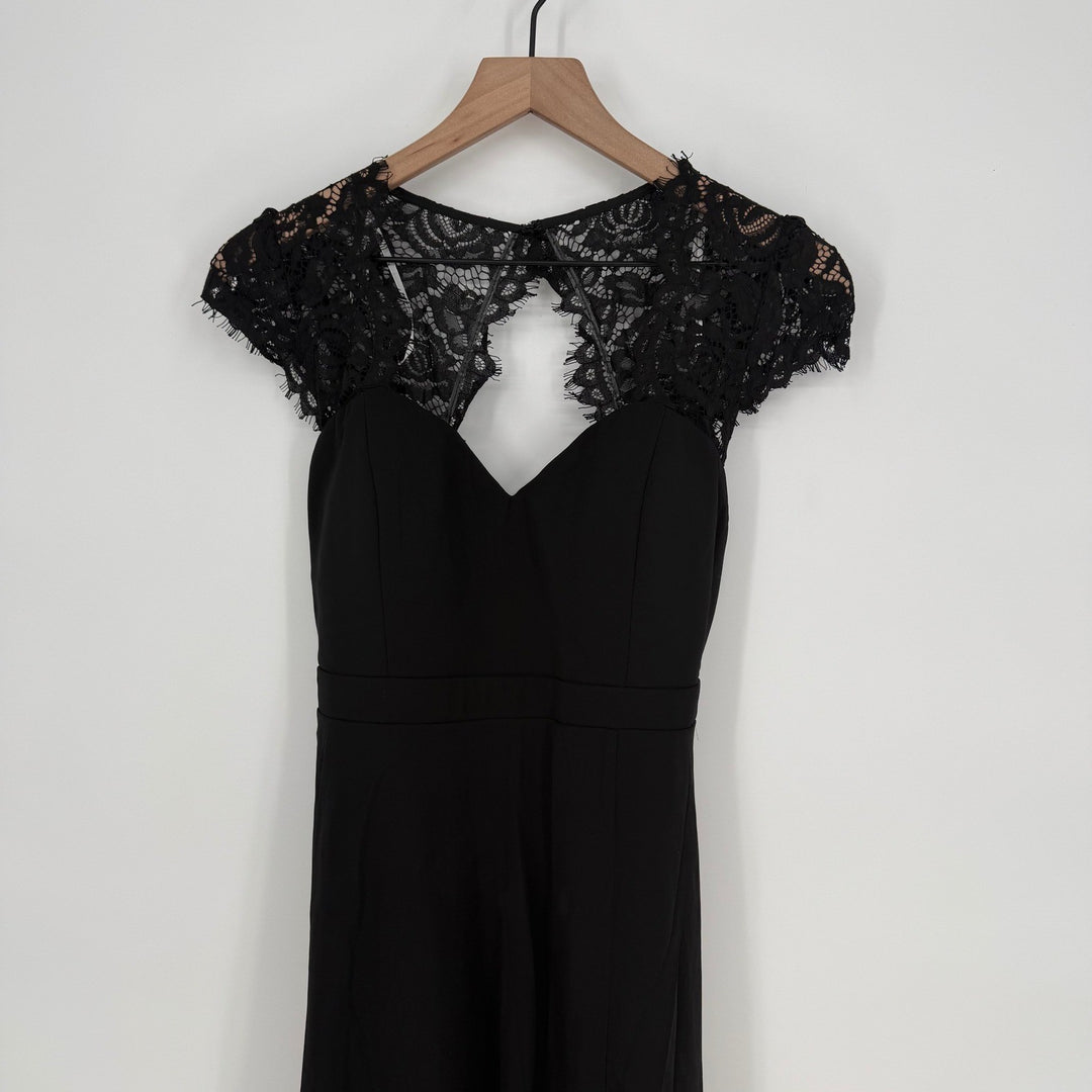 Lulus Momentous Moments Black Lace Backless Maxi Dress Size L