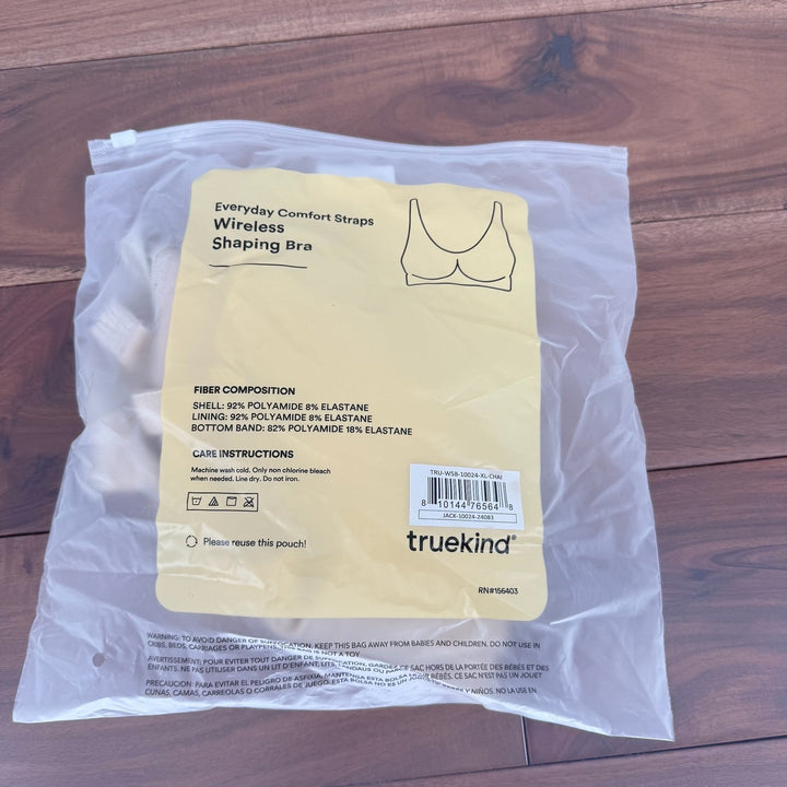 Truekind Everyday Comfort Straps Wireless Shaping Bra XL Chai