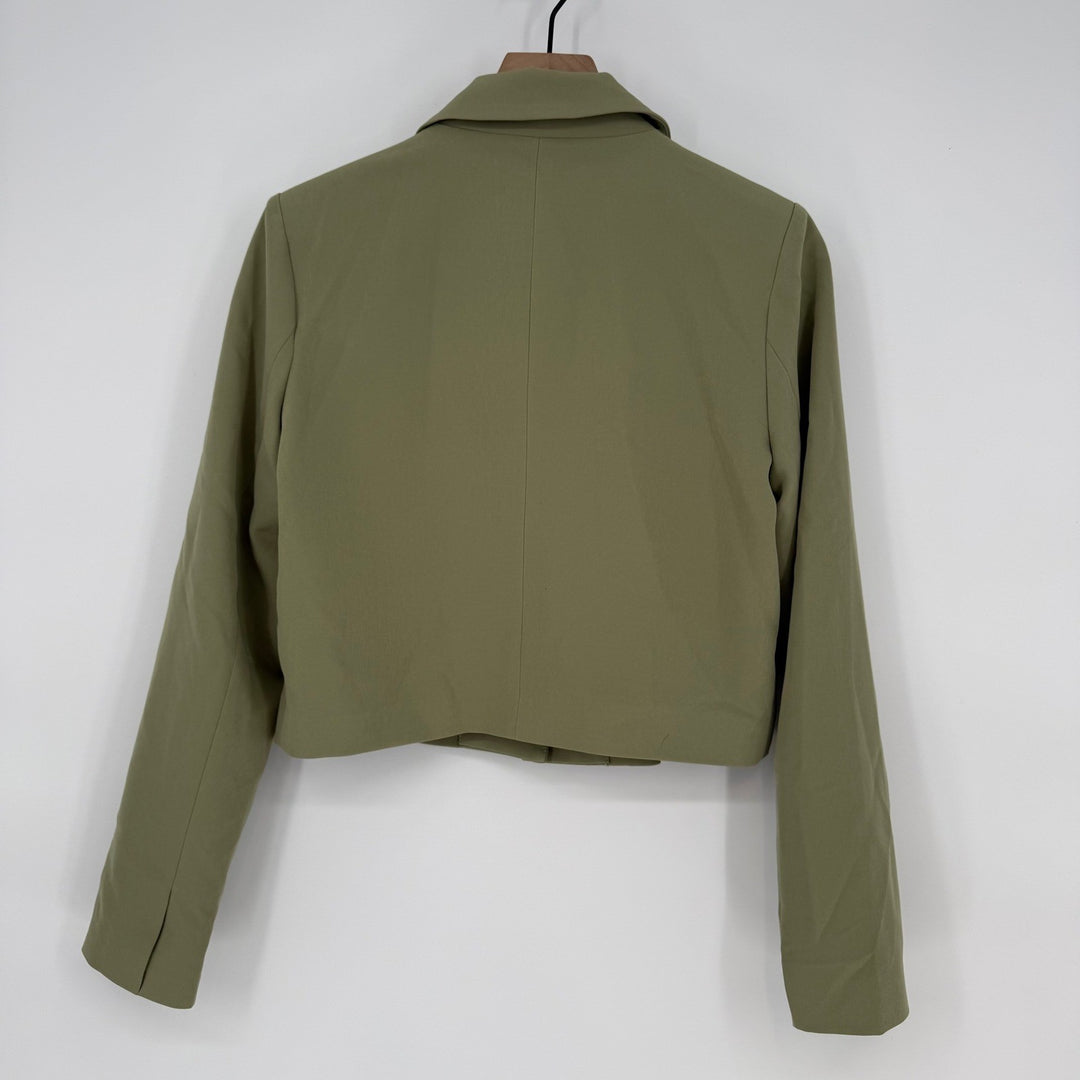 7 For All Mankind Cropped Blazer Jacket Career Casual Olive Green Size M