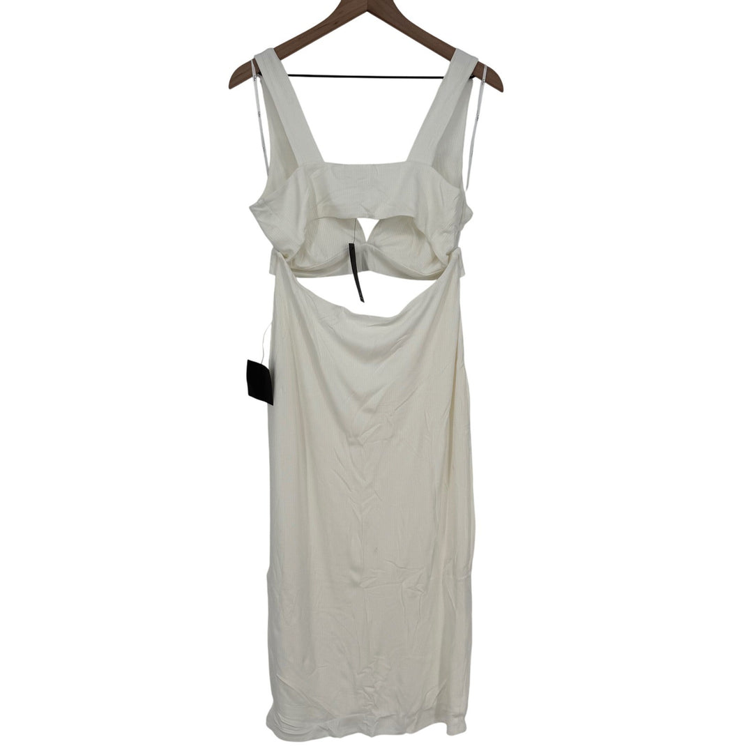 Lulus Divide and Contour White Ribbed Cutout Bodycon Midi Dress Size XL