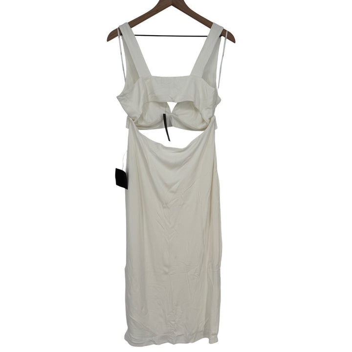 Lulus Divide and Contour White Ribbed Cutout Bodycon Midi Dress Size XL