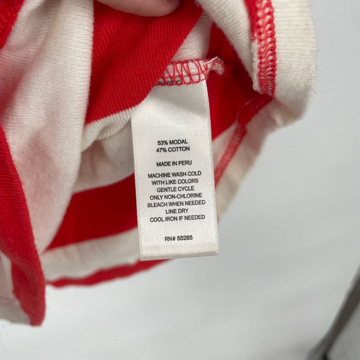 Express Red Cream Striped 3/4 Sleeve Pocket Tee Top Shirt Size SP