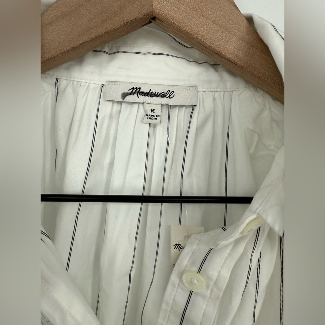 Madewell Shirred Bubble-Sleeve Button-Up Shirt Size M