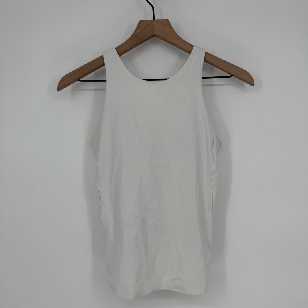 ATHLETA White Built-in Bra Tank Top Athletic Workout Yoga Racerback Size S
