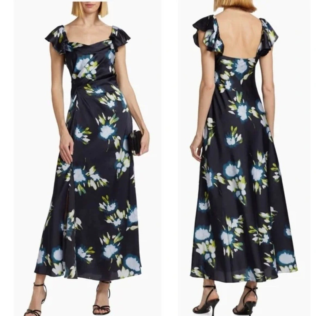Tanya Taylor Luna Floral Gathered Maxi Dress Size 0