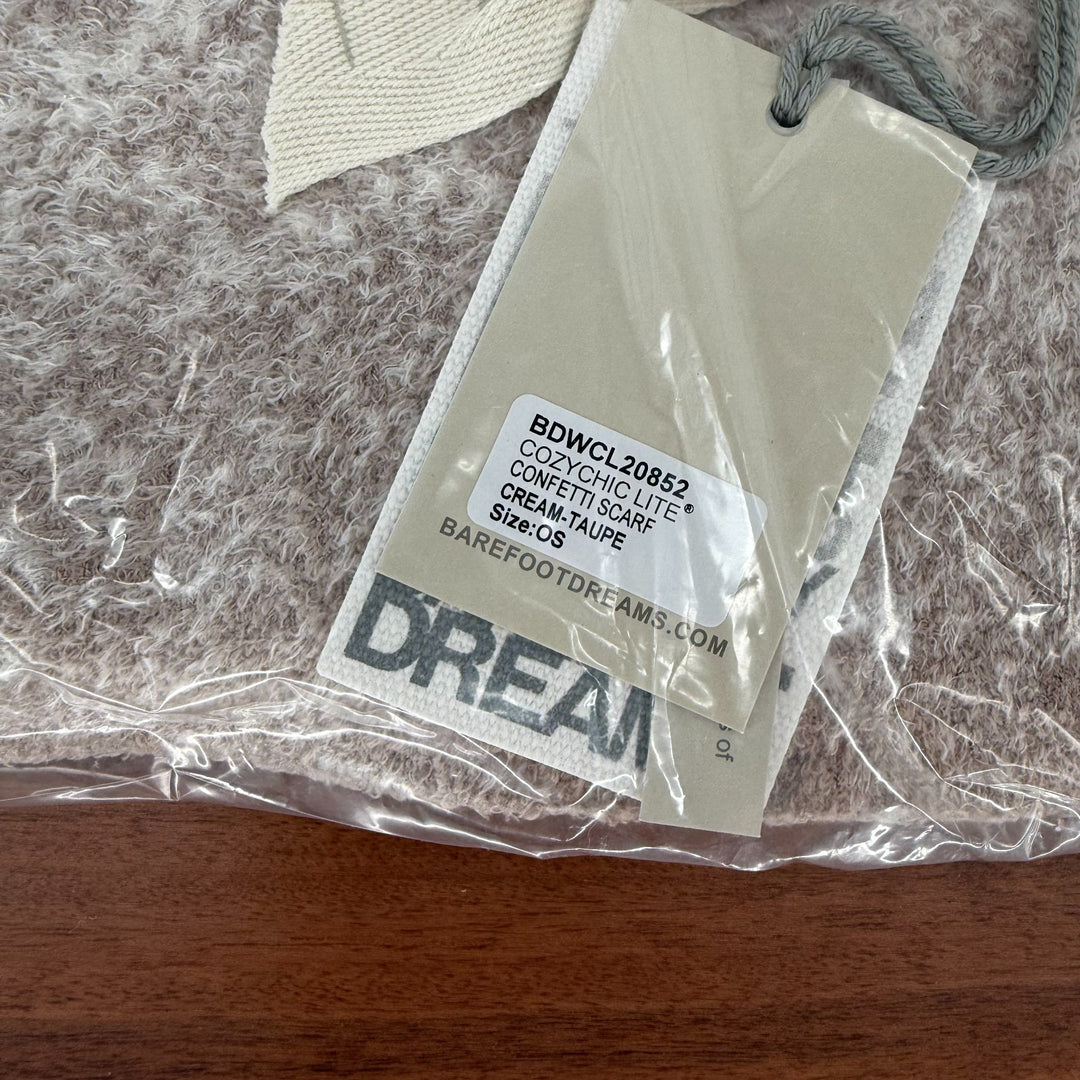 Barefoot Dreams CozyChic Lite Confetti Scarf Womens Cream Taupe Winter Warmer