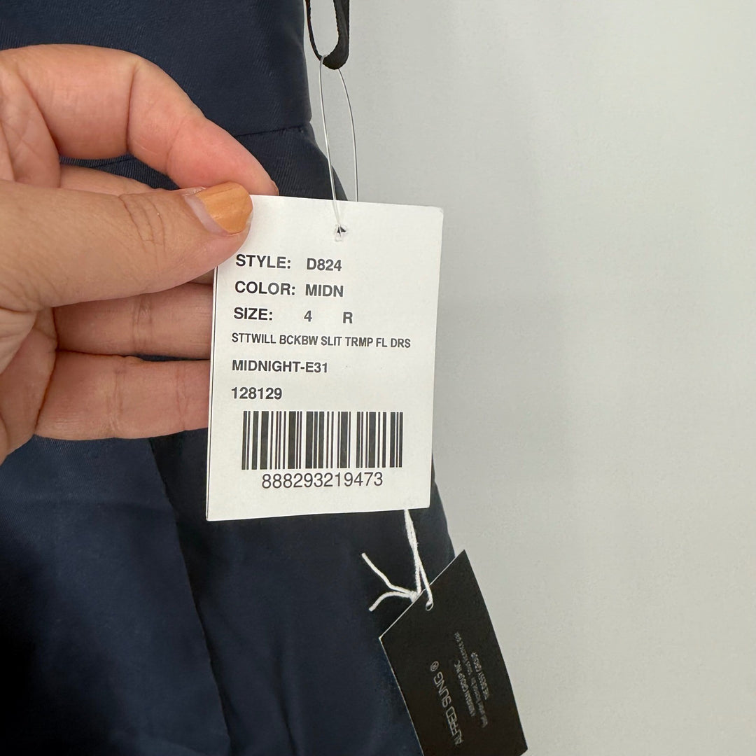 Alfred Sung Jewel Neck Bowed Open-Back Trumpet Dress With Front Slit Size 4