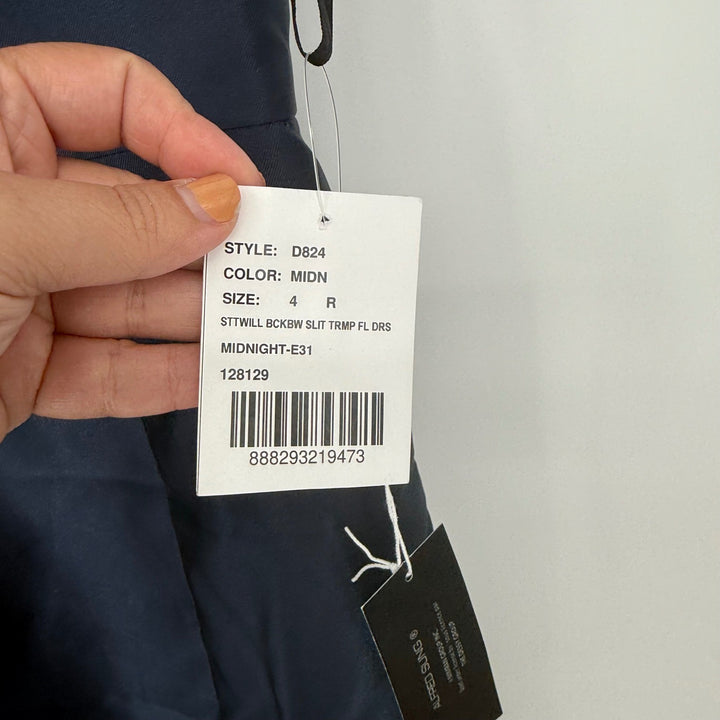 Alfred Sung Jewel Neck Bowed Open-Back Trumpet Dress With Front Slit Size 4