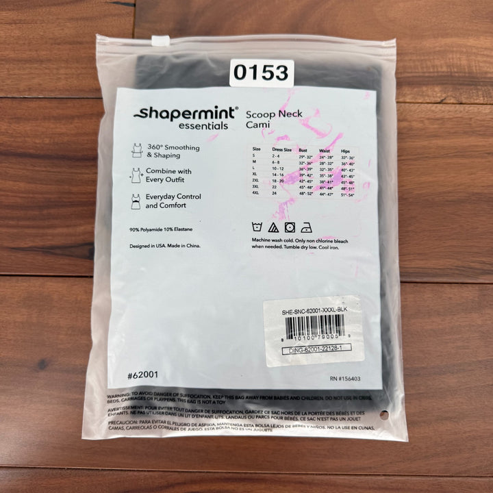 Shapermint Essentials All Day Every Day Scoop Neck Cami Top Womens 3XL Black