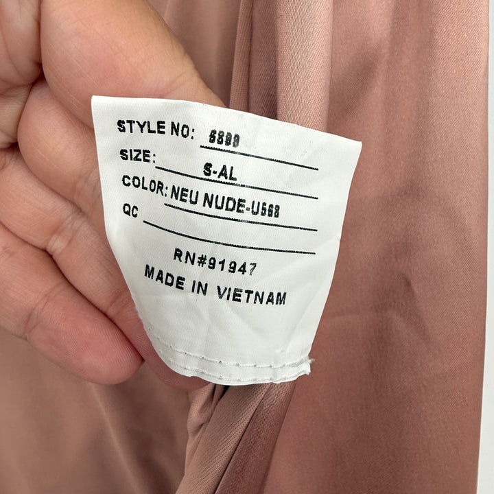 AFTER SIX High Neck Sleeveless Cap Shoulder Satin Maxi Dress In Neu Nude Size S