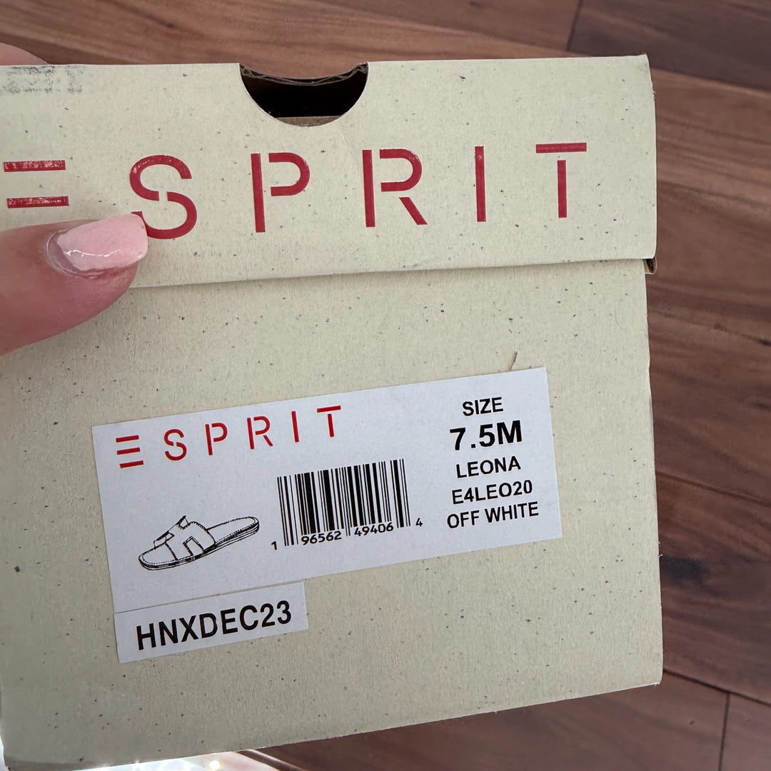 Esprit Sandals Womens Size 7.5 M Off White Leather Leona Slide Casual Slip On
