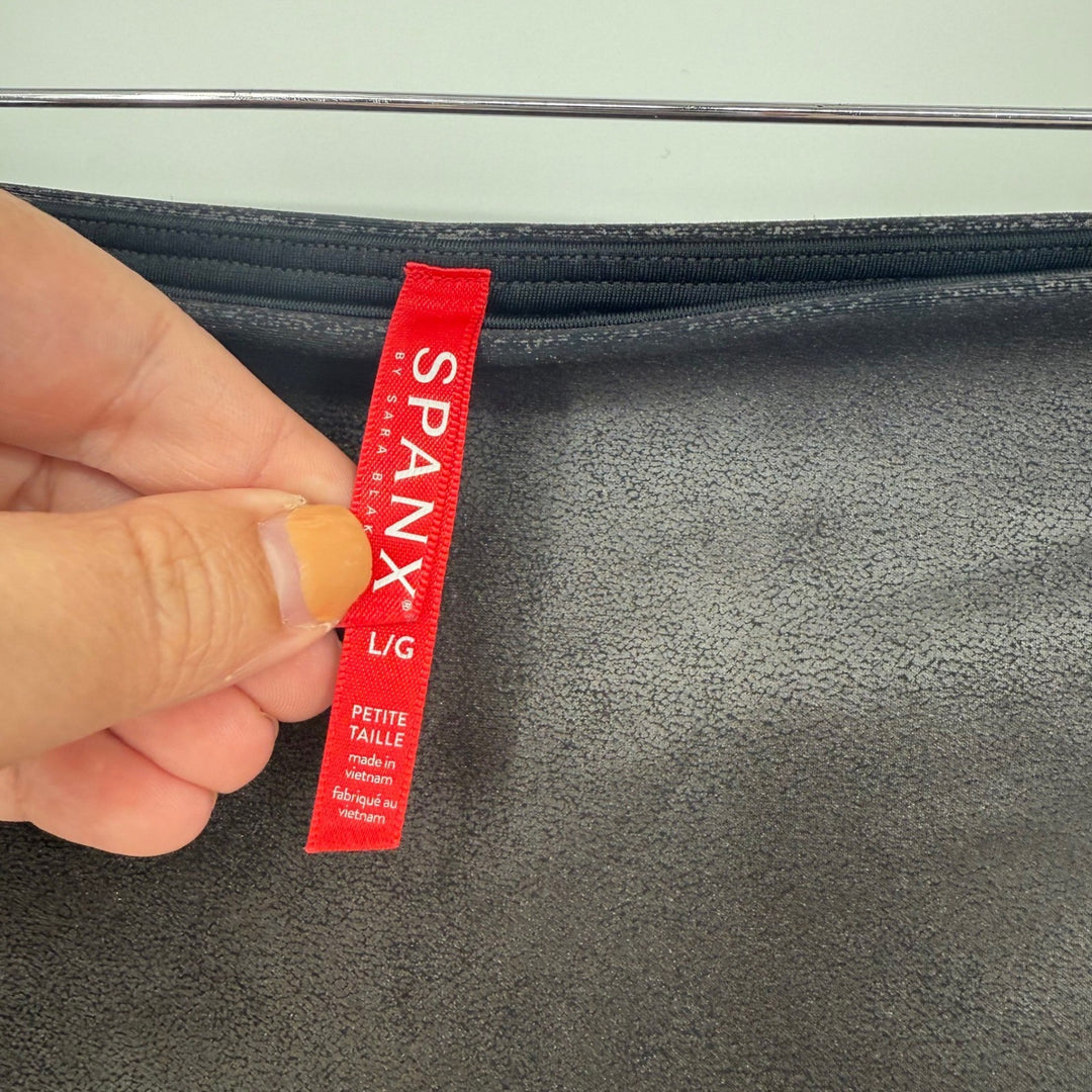 SPANX Moto Velvet Leggings Black High Waist Moto Paneled Size L