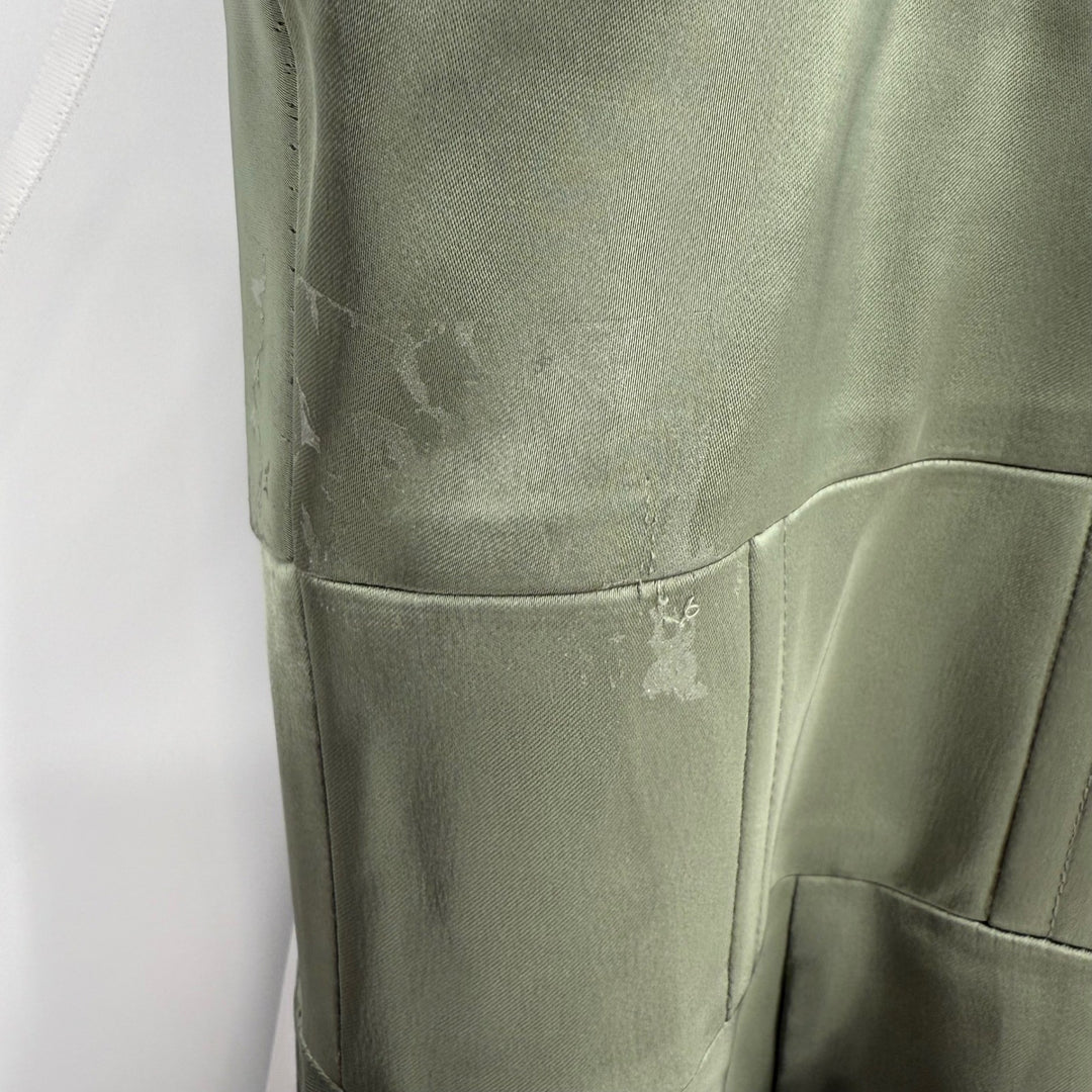 AFTER SIX Sage Green Satin Corset Drape Neck Off Shoulder Maxi Dress Size 12 R