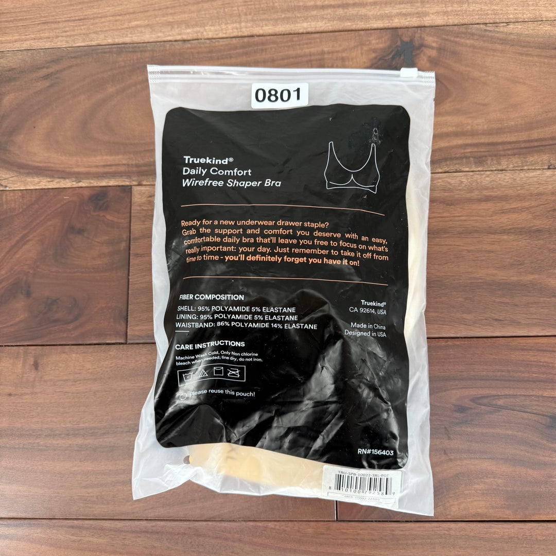Truekind Daily Comfort Wirefree Shaper Bra Black 3XL