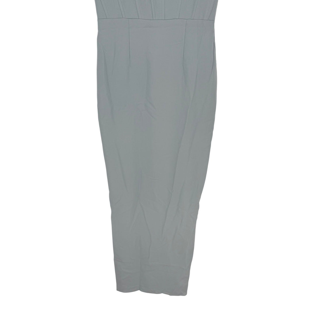 Thread Corset Midriff Crepe Column Maxi Dress In Mist Size 4