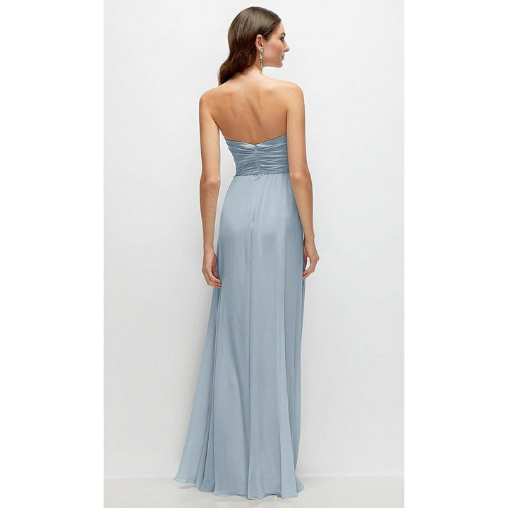 After Six Strapless Pleated Surplice Chiffon Maxi Dress With A-Line Skirt