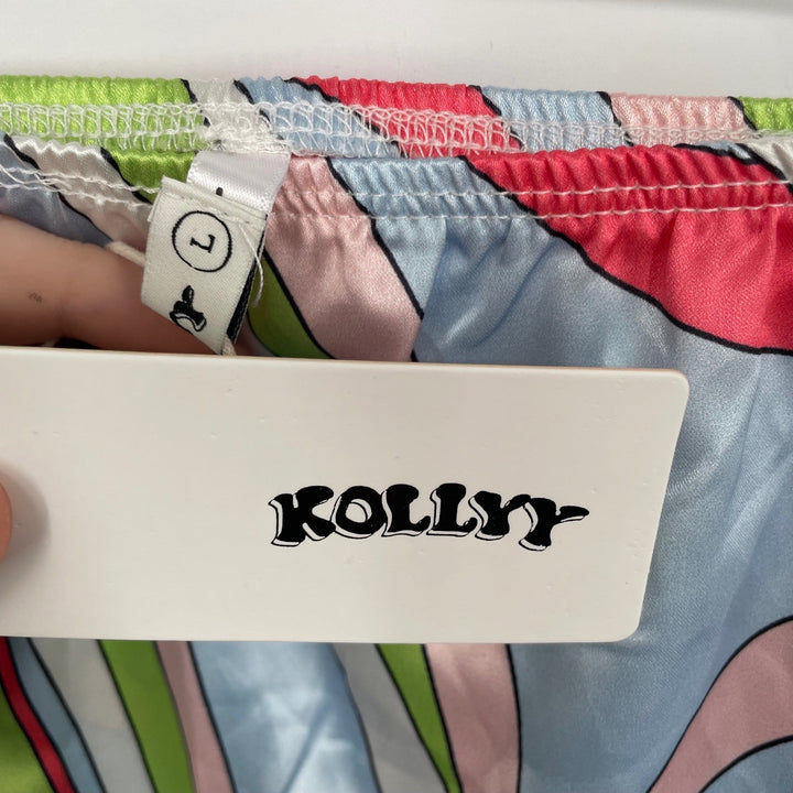 KOLLYY Retro Swirl Print Maxi Skirt Women's Size L Flowy Boho Vacation