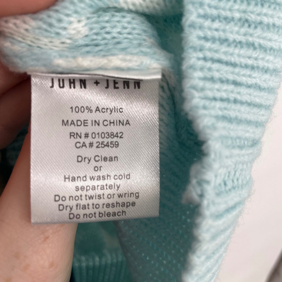 JOHN + JENN Mystic Blue Leopard Print Crew Neck Sweater Size S