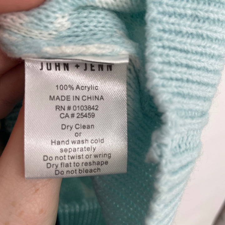 JOHN + JENN Mystic Blue Leopard Print Crew Neck Sweater Size S