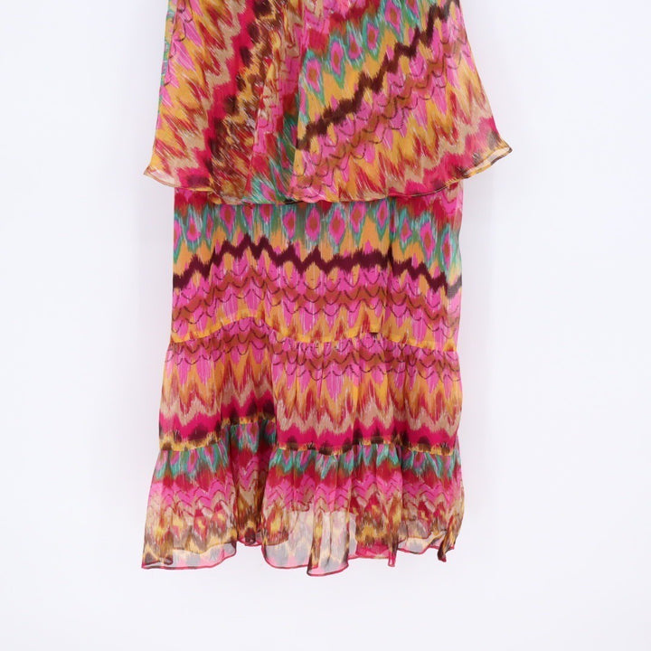 Haute Hippie Silk Tiered Chevron Print Camisole Dress Size L
