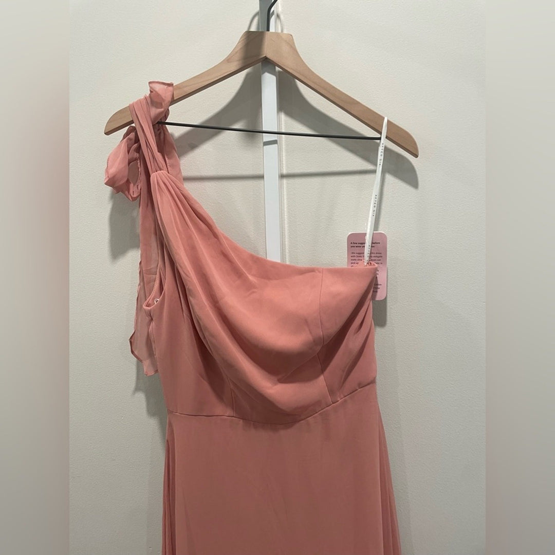 After Six Draped One-Shoulder Maxi Dress With Scarf Bow Size 2