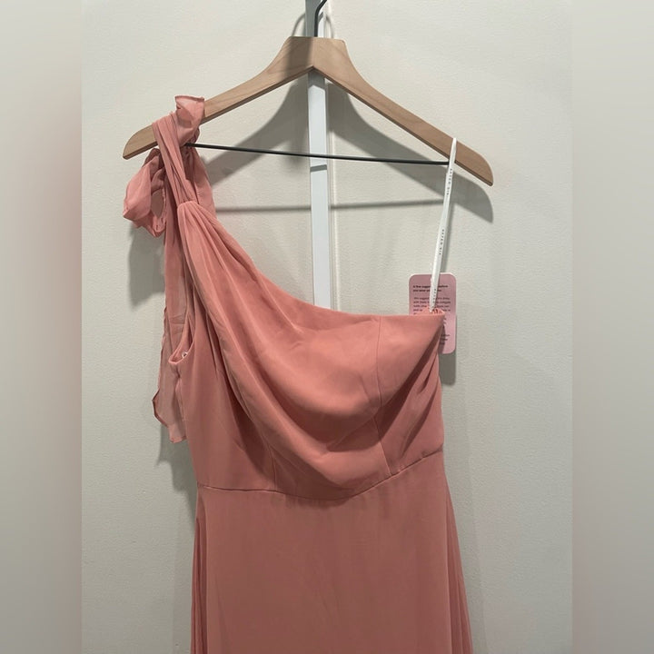 After Six Draped One-Shoulder Maxi Dress With Scarf Bow Size 2