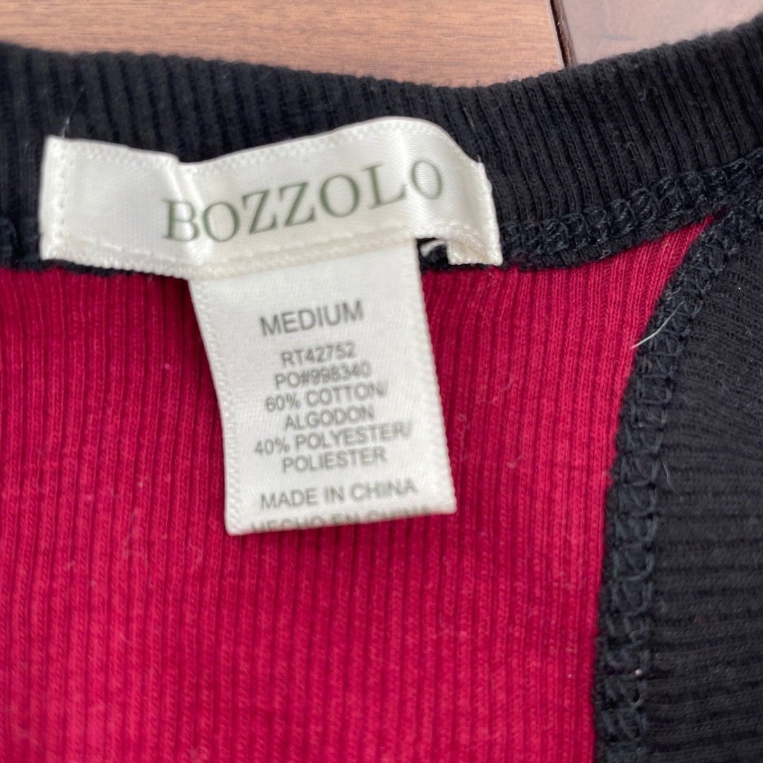 BOZZOLO Ribbed Burgundy Black Trim Racerback Tank Top Size Medium
