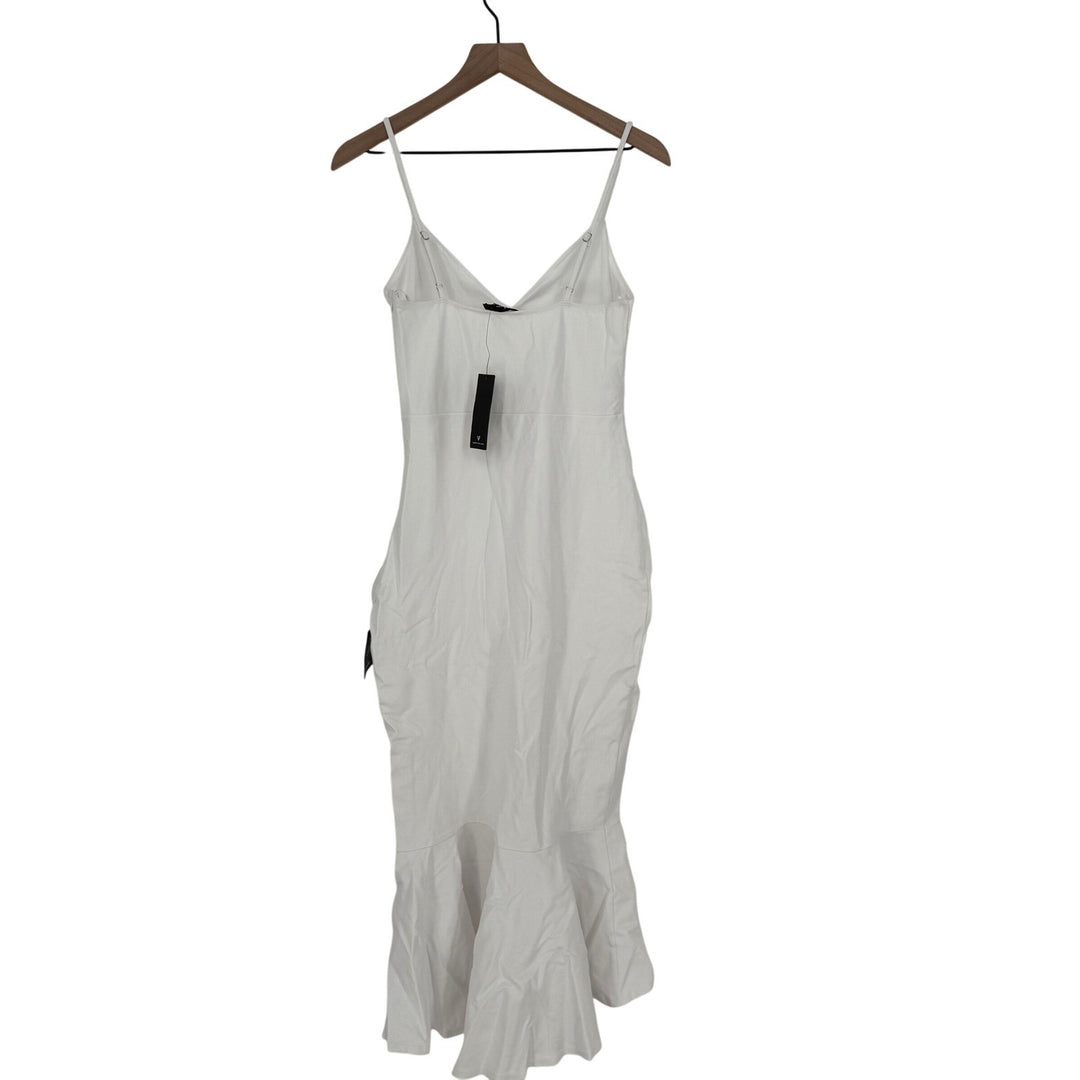 Lulus Stun Like Me White Bodycon Trumpet Hem Midi Dress Size M