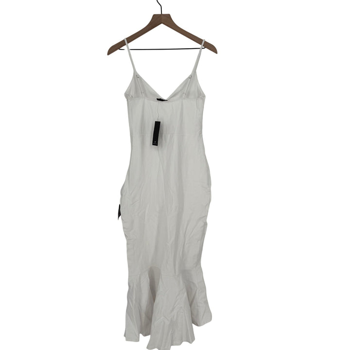 Lulus Stun Like Me White Bodycon Trumpet Hem Midi Dress Size M