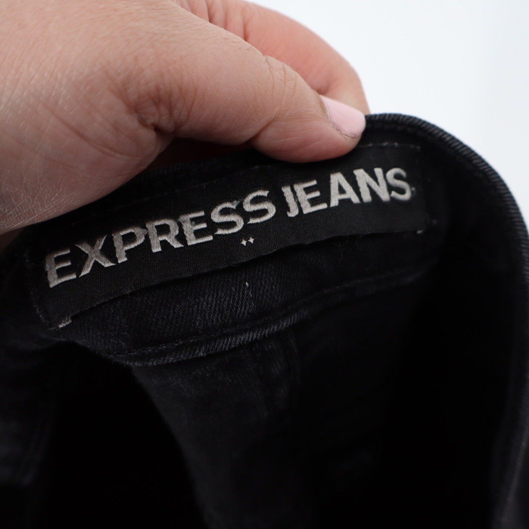 Express Jeans Black Legging Mid Rise Skinny Denim Pants Women Size 14