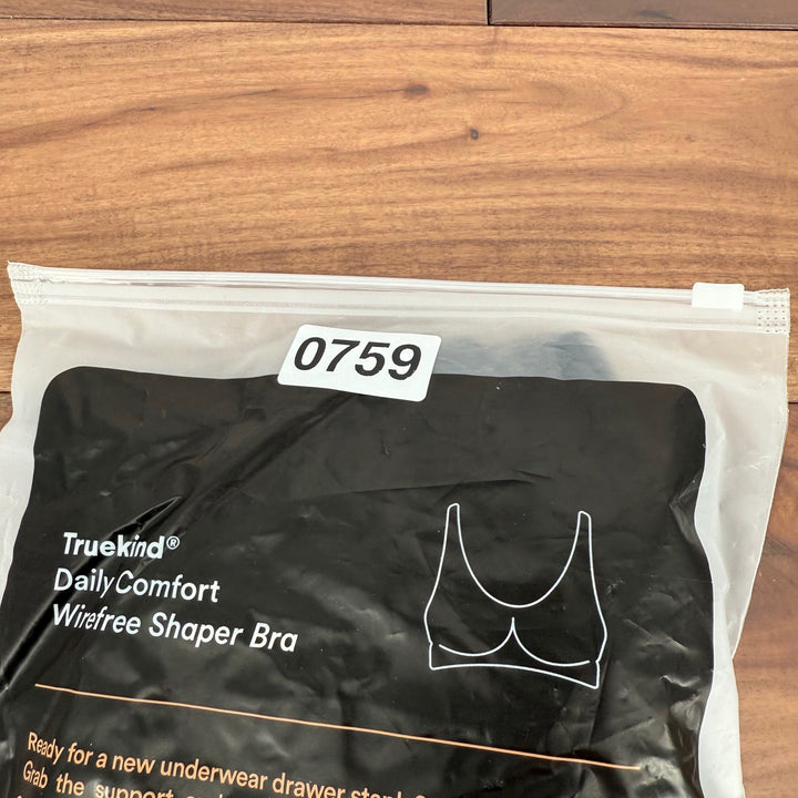 Truekind Daily Comfort Wirefree Shaper Bra Black XL Everyday Wear