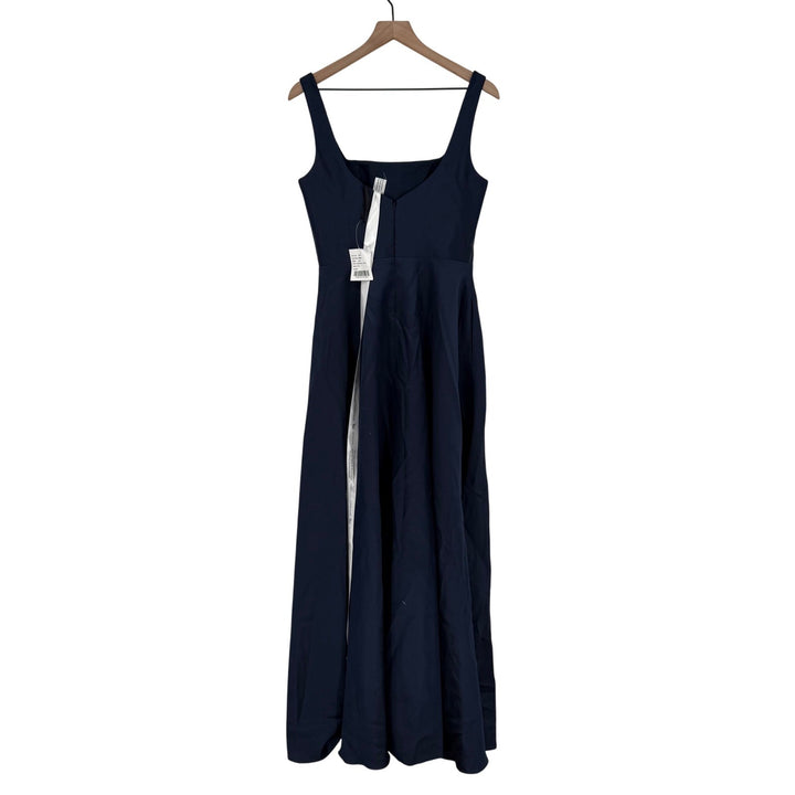 Dessy Collection Square-Neck Satin Maxi Dress With Full Skirt In Midnight Navy
