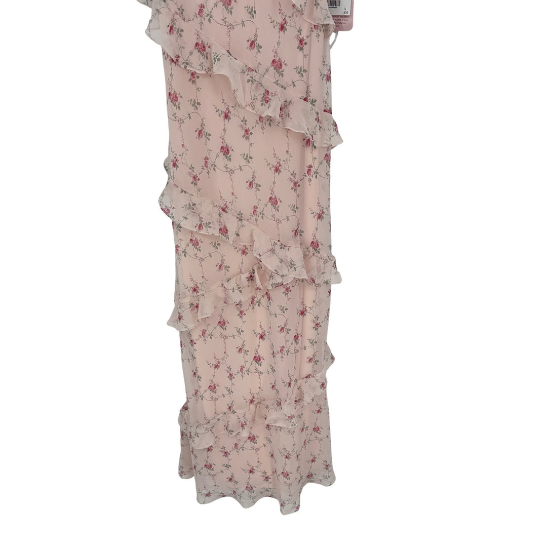 Dessy Collection Asymmetrical Ruffle Chiffon Bias Slip Maxi Dress Size S