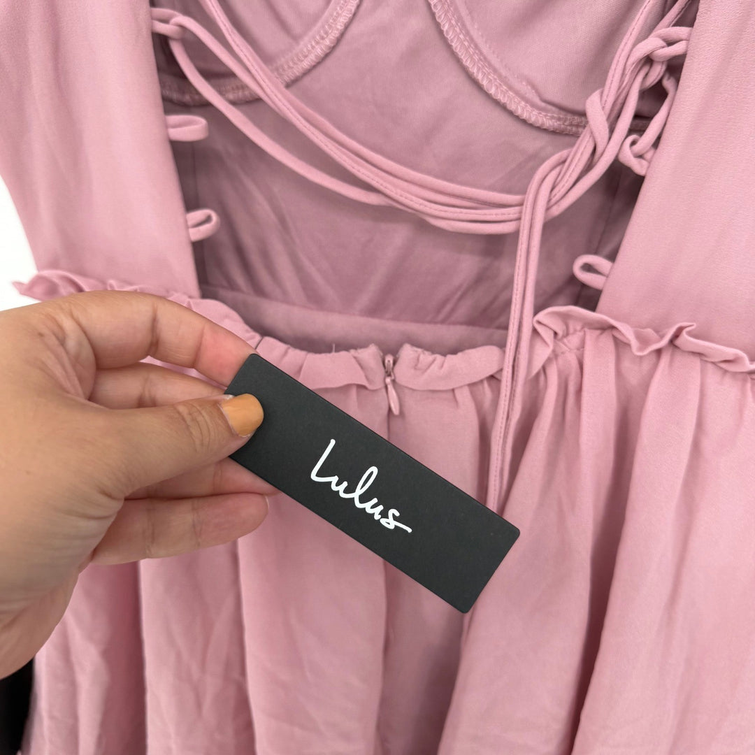 Lulus Sophisticated Occasion Pink Bustier Lace-Up Maxi Dress Size S