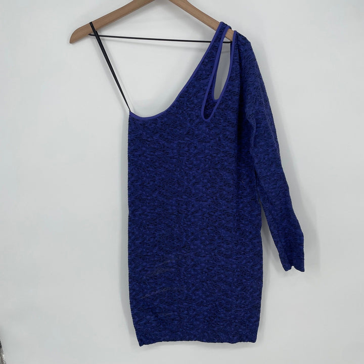 BCBG Generation Royal Blue One Shoulder Textured Mini Dress M L