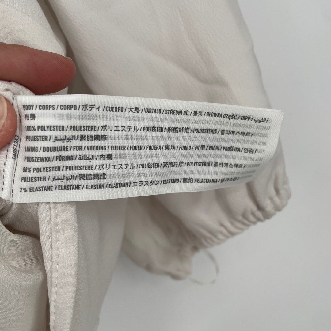 Abercrombie Fitch Cream Smocked Bust Puff Sleeve Crop Top Size L